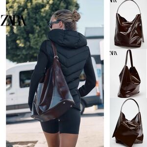 Zara Maxi Bucket Bag with Removable Zip Pocket - Like New!